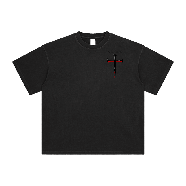 Bloody Nail Cross-Vintage Washed T-Shirt